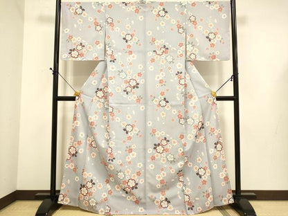 平和屋着物●小紋　枝桜文　洗える着物　未使用　DABE9747du