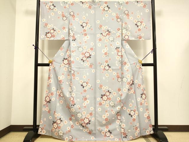 平和屋着物●小紋　枝桜文　洗える着物　未使用　DABE9747du