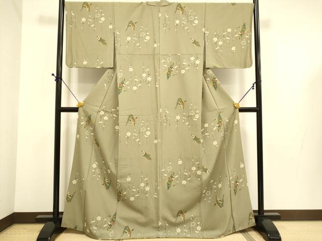 平和屋着物●小紋　折り鶴　梅　洗える着物　DABE9748du