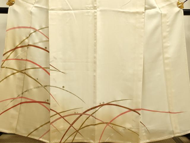 平和屋着物▽訪問着　単衣　露芝文　暈し染め　金彩　正絹　逸品　DABE9750du