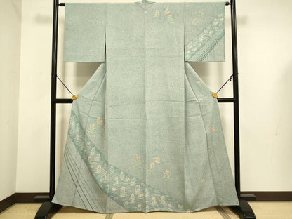 平和屋着物▽京友禅作家　木村勝美　訪問着　単衣　花鳥文　たたき染　鈴乃屋扱い　正絹　逸品　DABE9755du