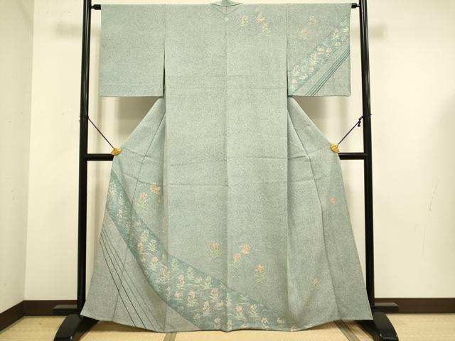 平和屋着物▽京友禅作家　木村勝美　訪問着　単衣　花鳥文　たたき染　鈴乃屋扱い　正絹　逸品　DABE9755du