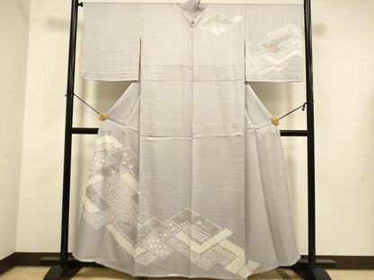平和屋着物▽訪問着　単衣　絞り　刺繍　吉祥花文　金彩　正絹　逸品　DABE9756du