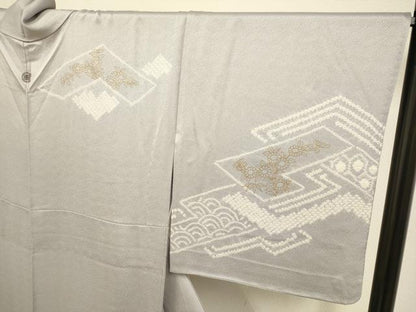 平和屋着物▽訪問着　単衣　絞り　刺繍　吉祥花文　金彩　正絹　逸品　DABE9756du