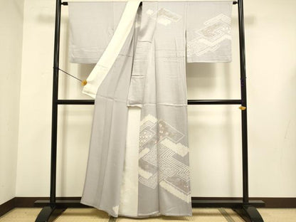 平和屋着物▽訪問着　単衣　絞り　刺繍　吉祥花文　金彩　正絹　逸品　DABE9756du