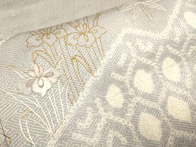 平和屋着物▽訪問着　単衣　絞り　刺繍　吉祥花文　金彩　正絹　逸品　DABE9756du