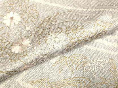 平和屋着物▽訪問着　単衣　絞り　刺繍　吉祥花文　金彩　正絹　逸品　DABE9756du