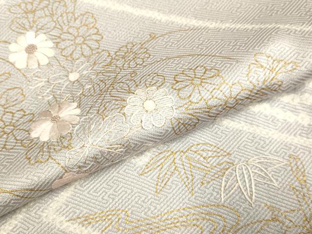 平和屋着物▽訪問着　単衣　絞り　刺繍　吉祥花文　金彩　正絹　逸品　DABE9756du