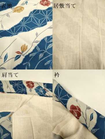 平和屋着物▽小紋　単衣　椿　洗える着物　DABE9758du