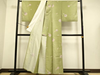 平和屋着物▽小紋　単衣　雪輪花文　洗える着物　DABE9760du
