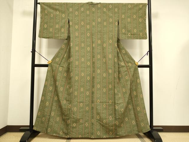 平和屋着物▽小紋　単衣　幾何学間道　洗える着物　DABE9761du