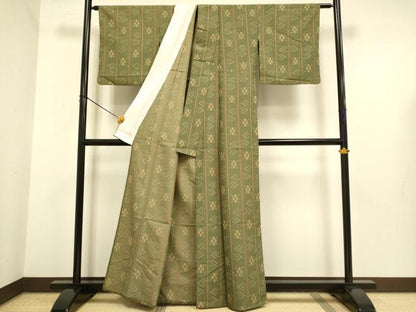 平和屋着物▽小紋　単衣　幾何学間道　洗える着物　DABE9761du