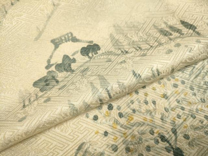 平和屋着物▽訪問着　単衣　手描き　風景文　正絹　逸品　DABE9766du