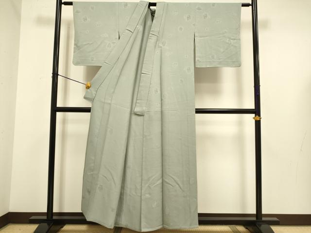 平和屋着物▽上質な色無地　単衣　茶道具地紋　豆がら茶色　正絹　逸品　DABE9767du