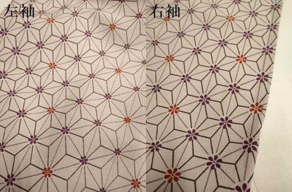 平和屋着物▽小紋　単衣　麻の葉花文　洗える着物　DABE9769du