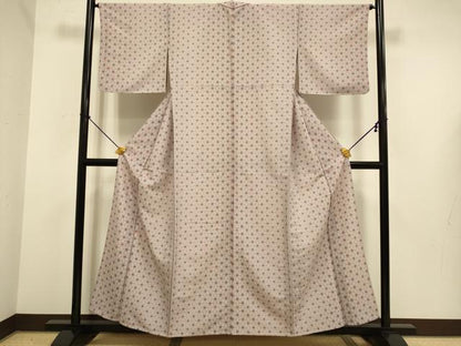 平和屋着物▽小紋　単衣　麻の葉花文　洗える着物　DABE9769du