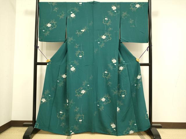 平和屋着物▽上質な小紋　単衣　舞桜文　金彩　正絹　逸品　DABE9776du