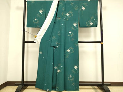 平和屋着物▽上質な小紋　単衣　舞桜文　金彩　正絹　逸品　DABE9776du