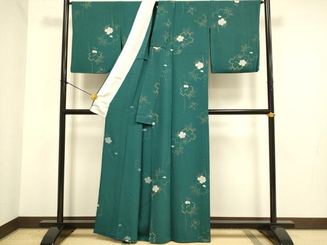 平和屋着物▽上質な小紋　単衣　舞桜文　金彩　正絹　逸品　DABE9776du
