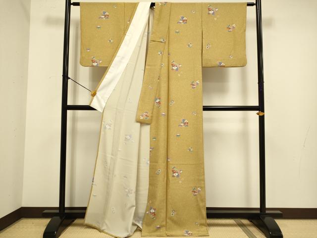 平和屋着物▽小紋　単衣　吉祥花文　洗える着物　DABE9790du