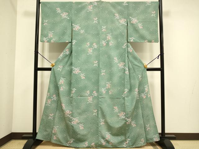 平和屋着物▽小紋　単衣　舞桜文　洗える着物　DABE9797du