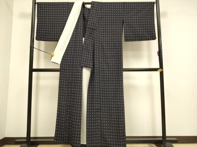 平和屋着物▽上質なお召　単衣　絣文様　正絹　逸品　DABE9798du