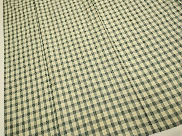 平和屋着物▽上質な紬　単衣　花織　格子柄　正絹　逸品　DABE9799du