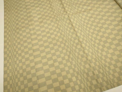平和屋着物▽本場大島紬　単衣　9マルキ　市松文様　正絹　逸品　DABE9800du