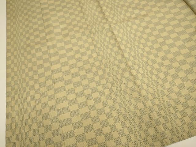 平和屋着物▽本場大島紬　単衣　9マルキ　市松文様　正絹　逸品　DABE9800du
