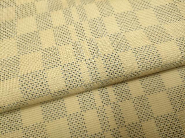 平和屋着物▽本場大島紬　単衣　9マルキ　市松文様　正絹　逸品　DABE9800du