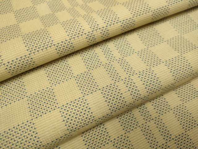 平和屋着物▽本場大島紬　単衣　9マルキ　市松文様　正絹　逸品　DABE9800du