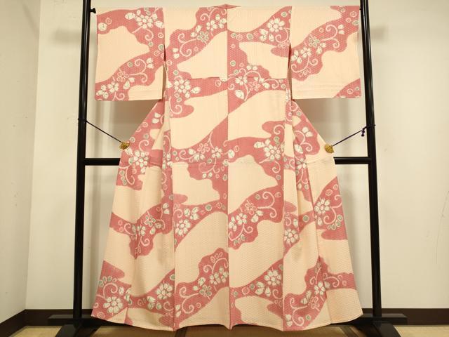 平和屋着物▽上質な小紋　単衣　絞り　辻が花　正絹　逸品　DABE9801du