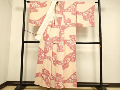 平和屋着物▽上質な小紋　単衣　絞り　辻が花　正絹　逸品　DABE9801du