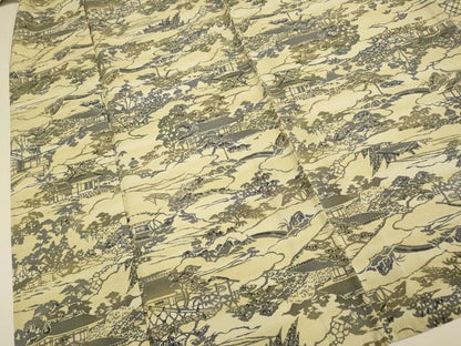 平和屋着物▽上質な小紋　単衣　風景文　正絹　逸品　DABE9803du