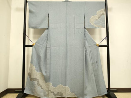 平和屋着物▽京友禅の第一人者　松井青々　訪問着　単衣　立波文　正絹　逸品　DABE9804du