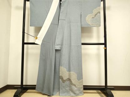 平和屋着物▽京友禅の第一人者　松井青々　訪問着　単衣　立波文　正絹　逸品　DABE9804du