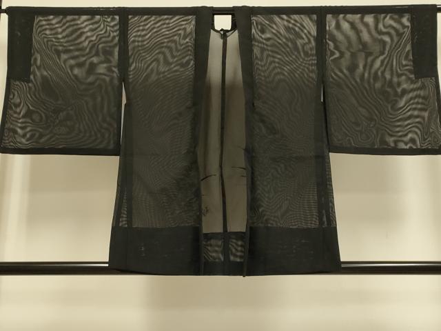 平和屋着物▽羽織　スリーシーズン　春夏秋　塵除け　紗　草花文　黒地　正絹　逸品　DABE9807du