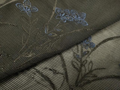 平和屋着物▽羽織　スリーシーズン　春夏秋　塵除け　紗　草花文　黒地　正絹　逸品　DABE9807du