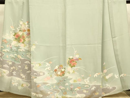 平和屋着物▽訪問着　単衣　宝尽くし花文　暈し染め　金彩　正絹　逸品　DABE9810du