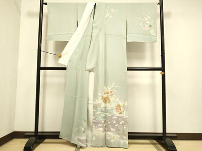 平和屋着物▽訪問着　単衣　宝尽くし花文　暈し染め　金彩　正絹　逸品　DABE9810du