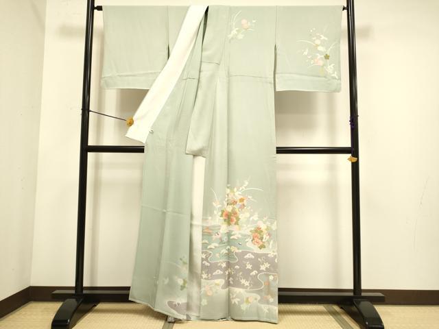 平和屋着物▽訪問着　単衣　宝尽くし花文　暈し染め　金彩　正絹　逸品　DABE9810du