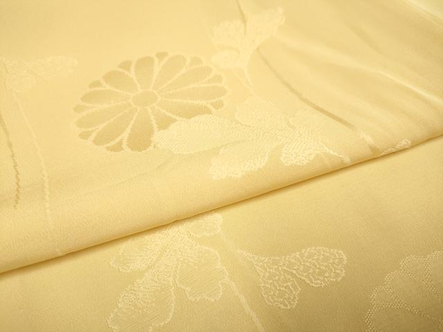 平和屋着物▽上質な色無地　単衣　菊地紋　蜂蜜色　正絹　逸品　DABE9811du