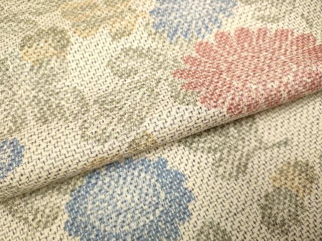 平和屋着物▽上質な紬 　単衣　菊文 　正絹　逸品　未使用　DABE9812du