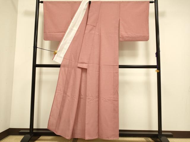 平和屋着物▽色無地　単衣　真赭色　洗える着物　DABE9813du