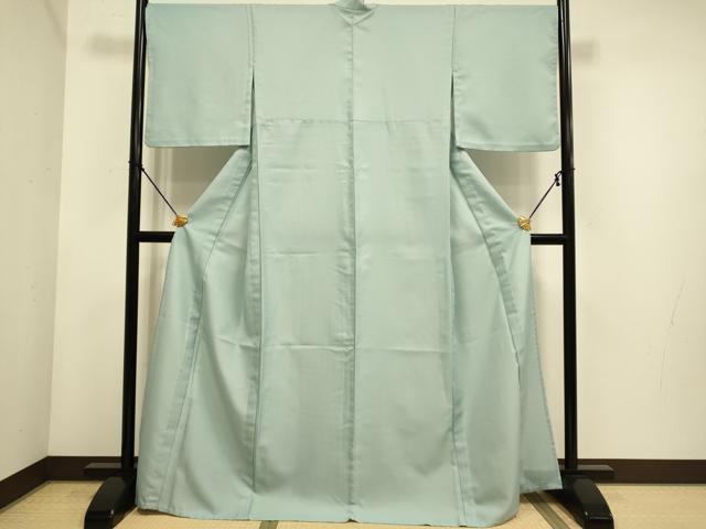 平和屋着物▽色無地　単衣　青磁鼠色　洗える着物　DABE9835du