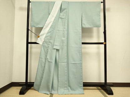 平和屋着物▽色無地　単衣　青磁鼠色　洗える着物　DABE9835du