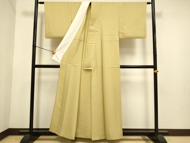 平和屋着物▽色無地　単衣　飴色　洗える着物　DABE9840du