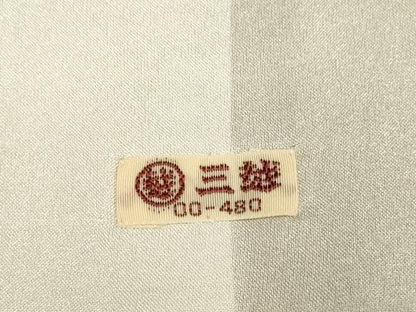 平和屋着物▽色無地　単衣　花丸地紋　銀煤竹色　三越扱い　洗える着物　DABE9845du