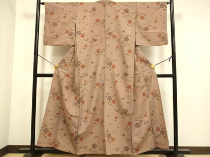 平和屋着物▽小紋　単衣　吹き寄せ舞桜文　洗える着物　DABE9850du