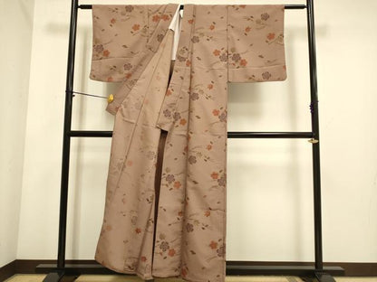 平和屋着物▽小紋　単衣　吹き寄せ舞桜文　洗える着物　DABE9850du